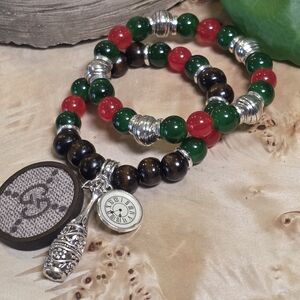 Elegant Beaded Bracelet Set with Silver Accents